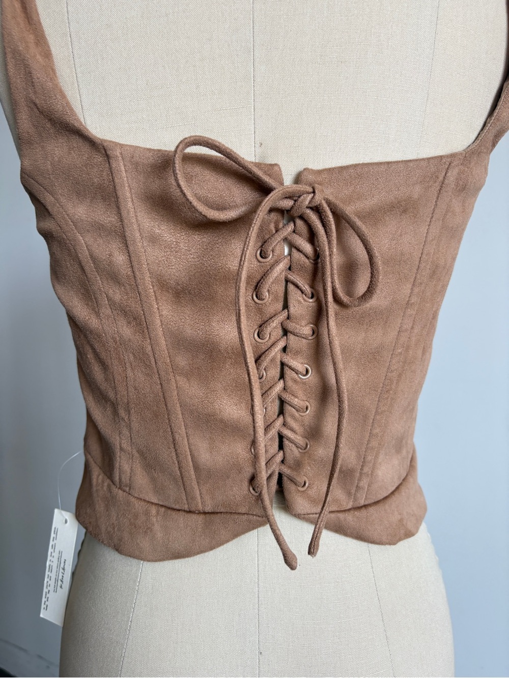 $259 NWT For Love & Lemons Rose Beaded Floral Bustier in Light Brown Sz XXS - Picture 10 of 13